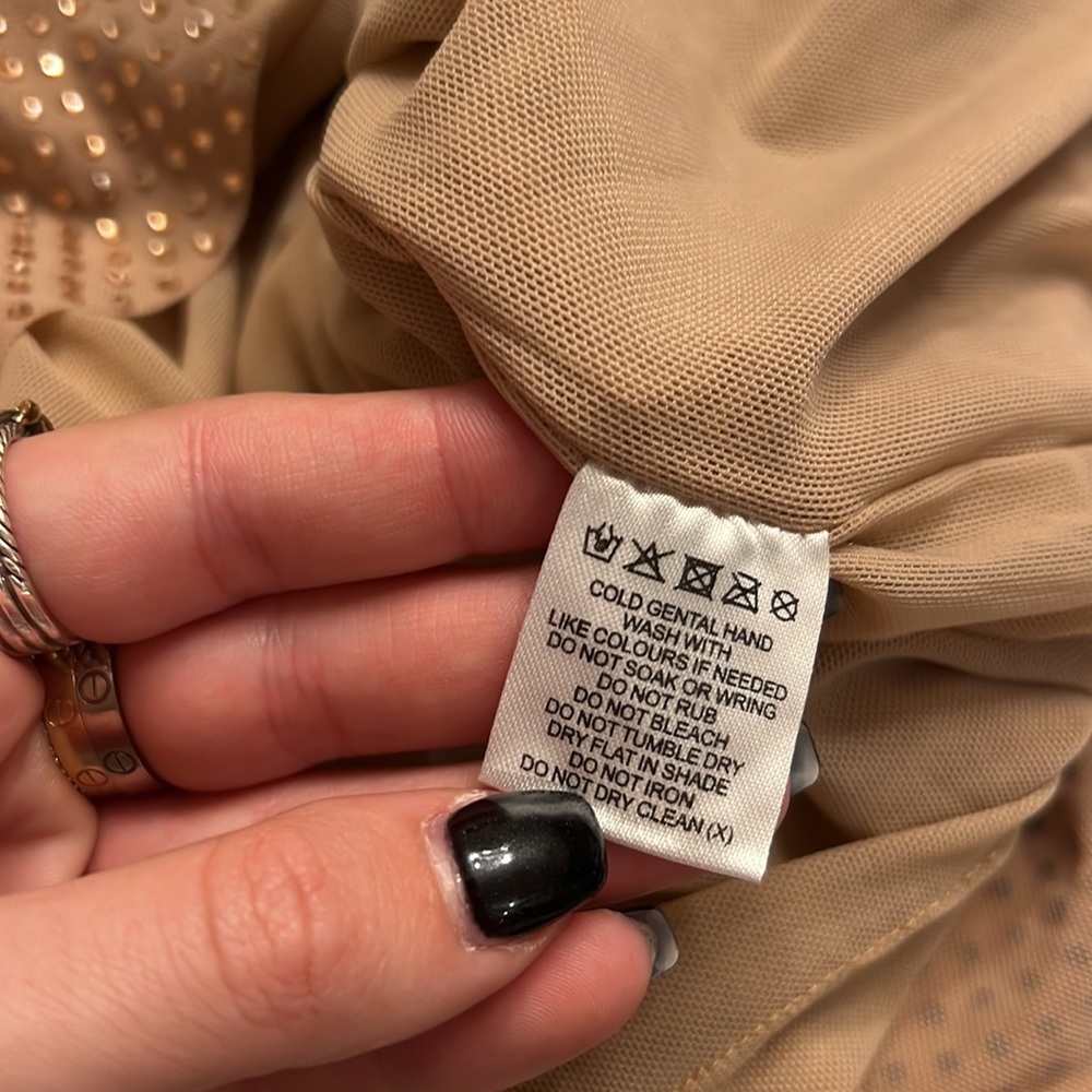 NWT MESHKI Andrea Diamante Mini Skirt - Nude - Picture 4 of 7